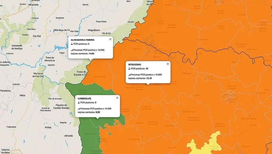 Mapa de evolución de contagios en los últimos 7 días
