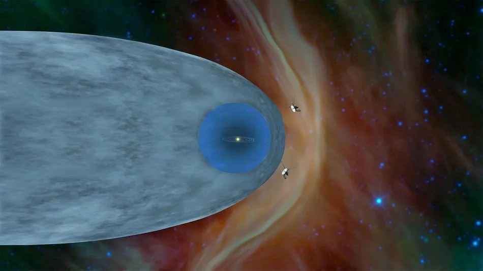 Esta ilustración muestra las sondas Voyager 1 y Voyager 2 de la NASA fuera de la heliosfera, la burbuja protectora creada por el Sol alrededor de nuestro sistema solar. - NASA/JPL-CALTECH
