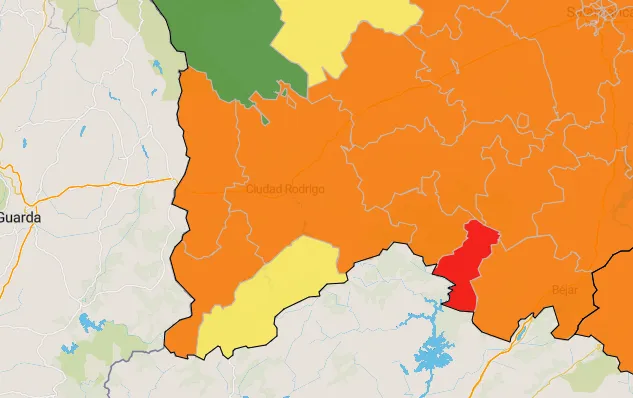 Toda la comarca salvo la Zona de Robleda está ya en naranja tras sumarse la Zona de Fuenteguinaldo ...