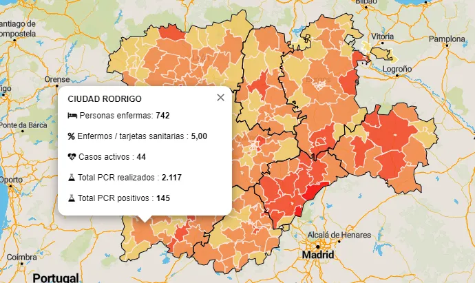 La Zona de Robleda sale del amarillo mientras que la de Ciudad Rodrigo suma un positivo más  