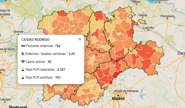 La comarca vive su peor jornada con 16 nuevos positivos, 10 de ellos en la Zona de Ciudad Rodrigo  