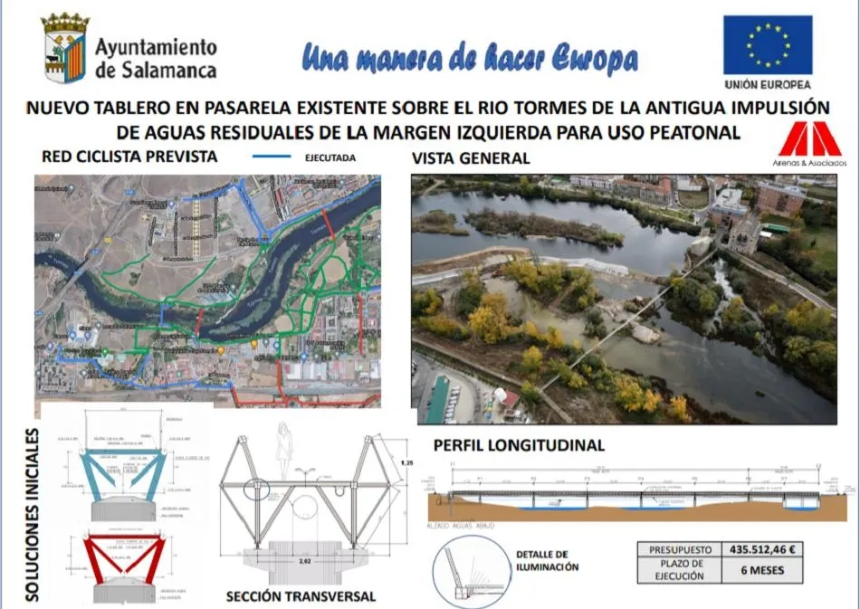 Una nueva pasarela mejorará la movilidad peatonal y ciclista entre los barrios Tejares y Huerta...