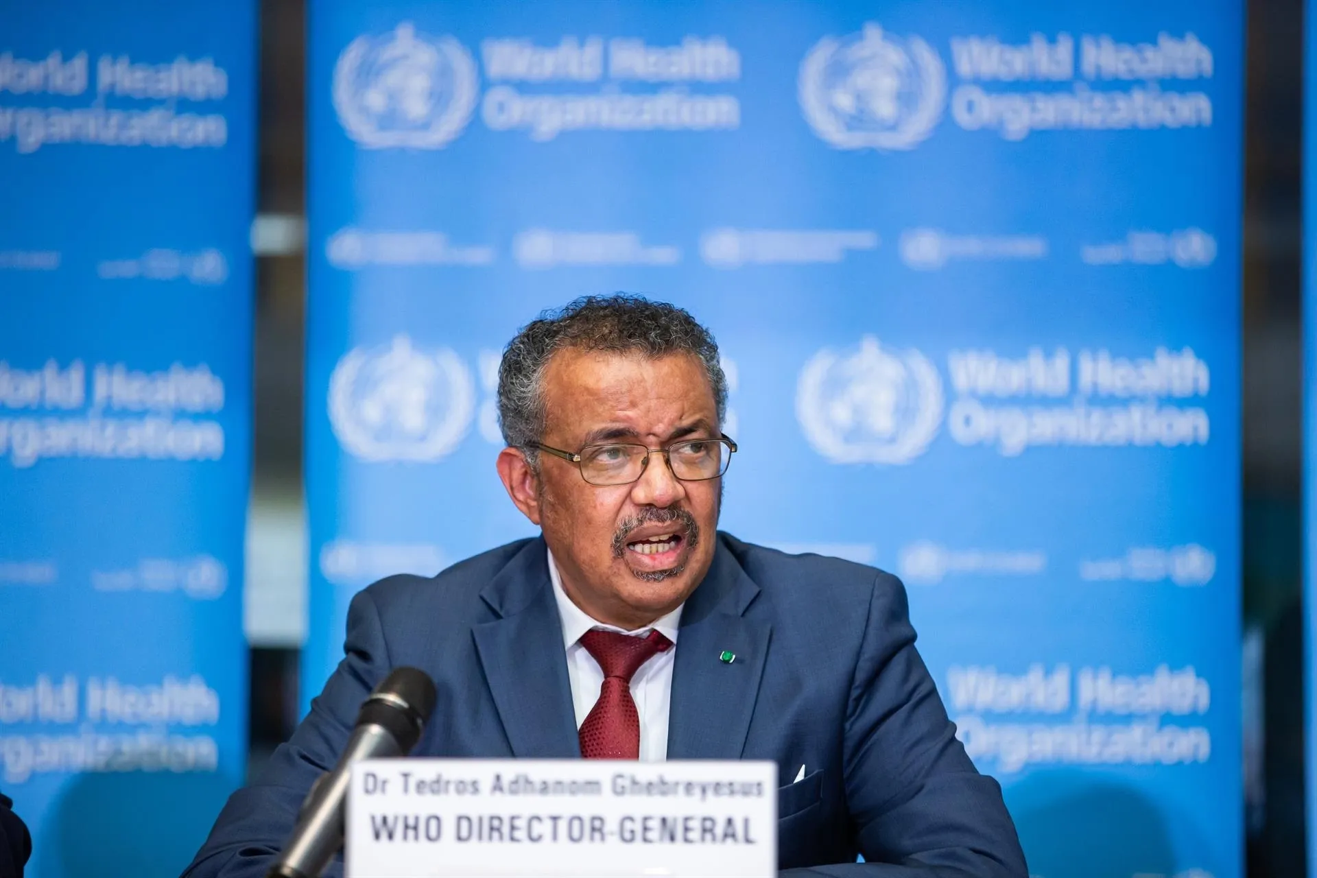 El director general de la Organización Mundial de la Salud, Tedros Adhanom Ghebreyesus, en rueda de prensa