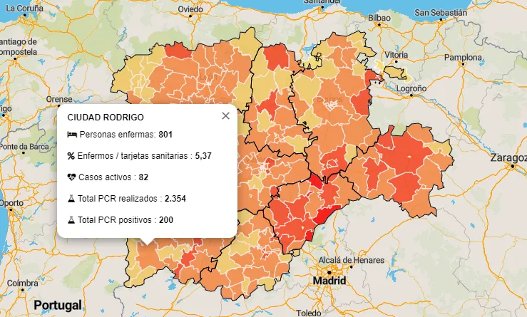 La Zona de Ciudad Rodrigo alcanza los 200 positivos por PCR tras otro subidón de 8 casos  
