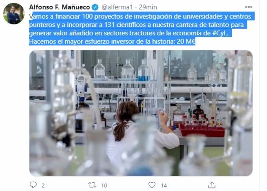 Captura del tuit escrito por el presidente de la Junta. Foto EP