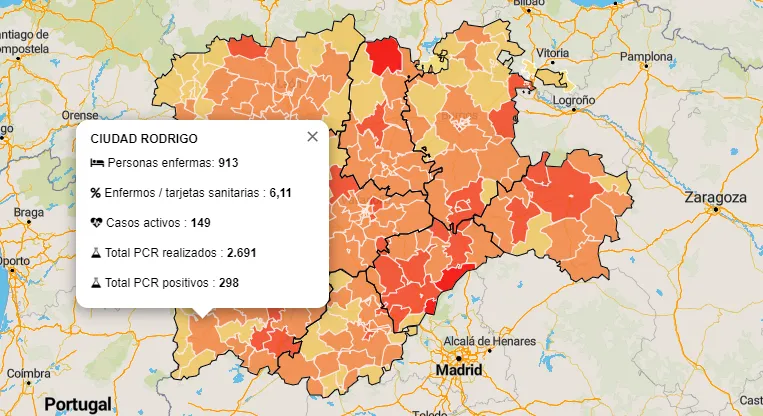La Zona Básica de Ciudad Rodrigo suma 10 positivos más y acumula 107 en las 2 últimas semanas  