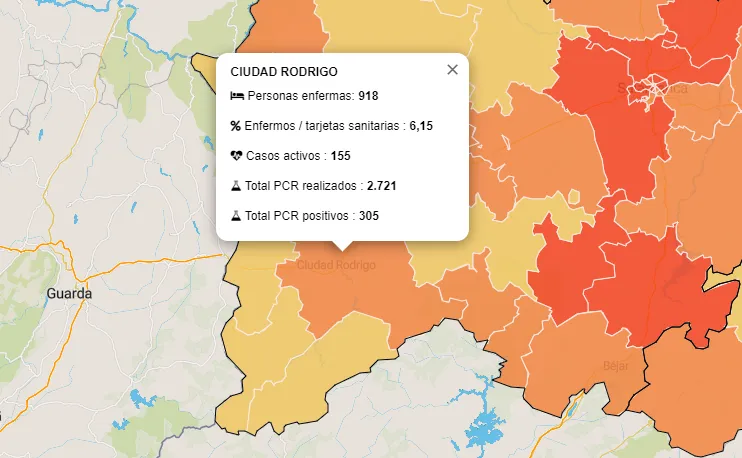 La comarca de Ciudad Rodrigo supera los 600 positivos por PCR desde que se declaró la pandemia  