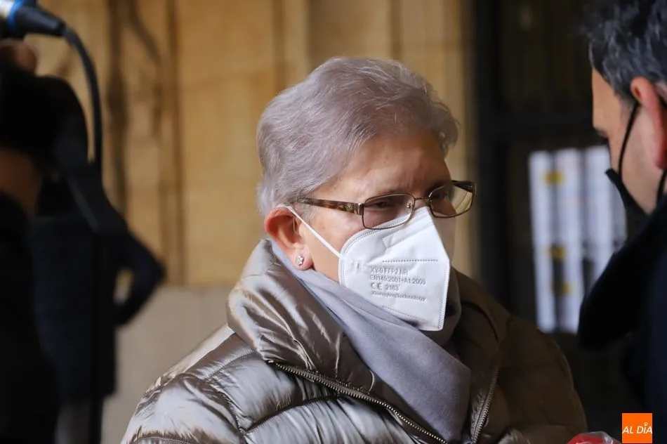 Paulina Andrés, durante la manifestación del sector hostelero estes viernes en Salamanca. Foto: Lydia González