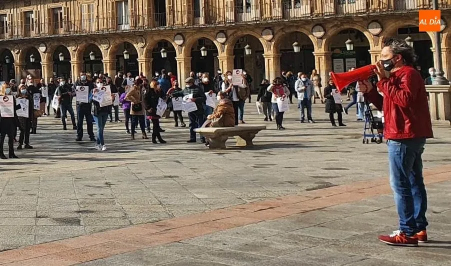 Algunos de los participantes en estas protestas de autónomos salmantinos. Foto de Carlos Cuervo