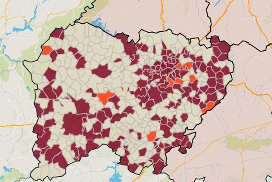 Mapa del indicador de riesgo por municipios de Salamanca