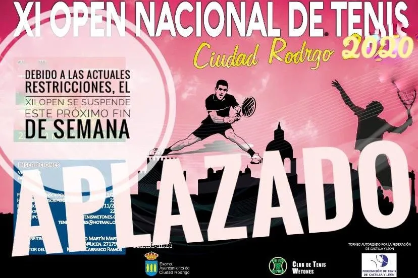 Aplazado por la pandemia el XII Open Nacional de Tenis de Ciudad Rodrigo  