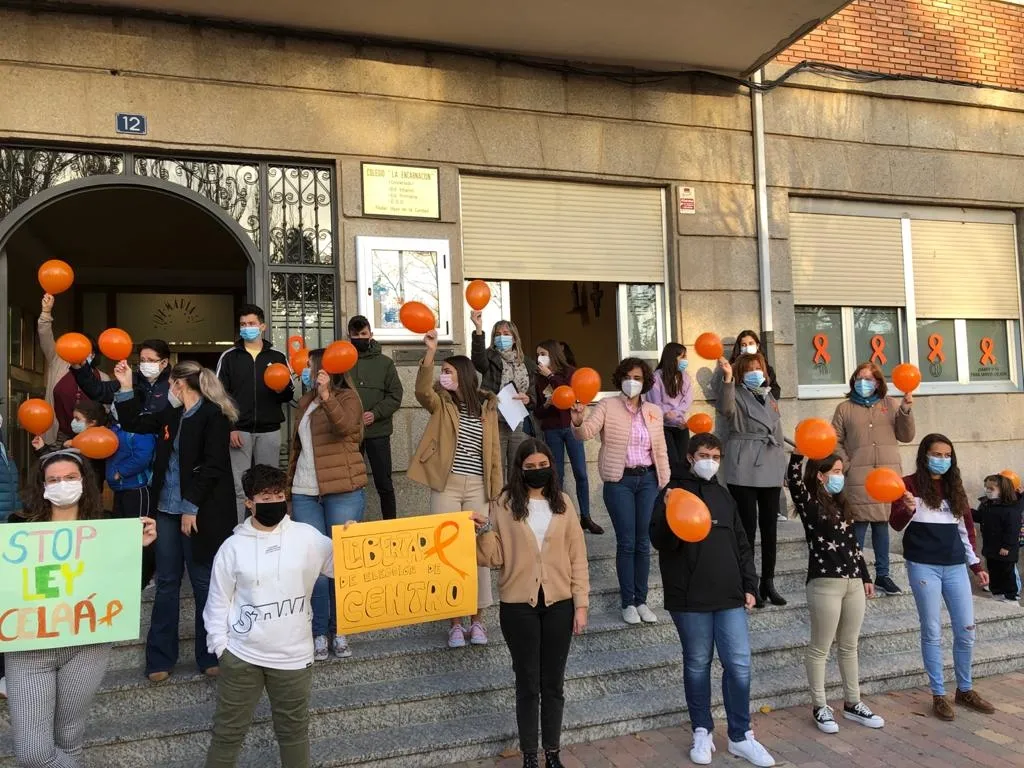 Foto 2 - Familias y docentes del colegio La Encarnaci&oacute;n se manifiestan contra la &lsquo;Ley Cela&aacute;&rsquo; y en...