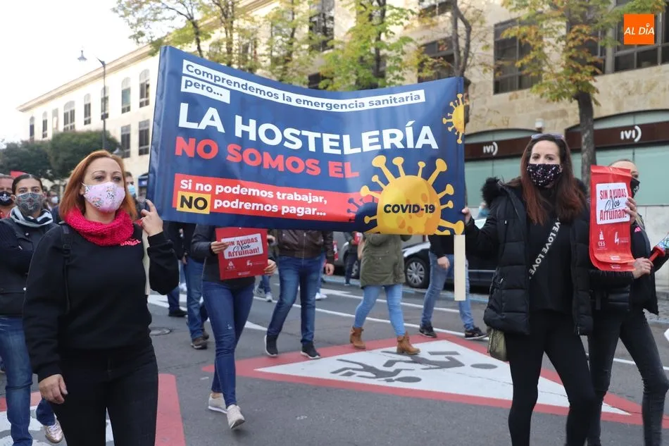 Protestas de los hosteleros de Salamanca en la manifestación del 12 de noviembre