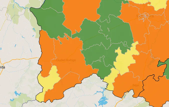 Las zonas de Ciudad Rodrigo y Fuentes suman 3 positivos mientras que otras 3 zonas bajan a verde  