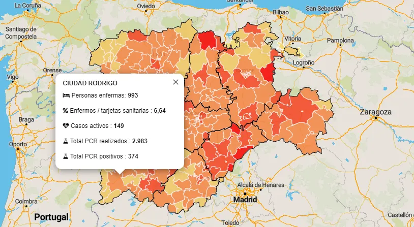 Las zonas de Ciudad Rodrigo y Fuentes de Oñoro continúan monopolizando los nuevos positivos  