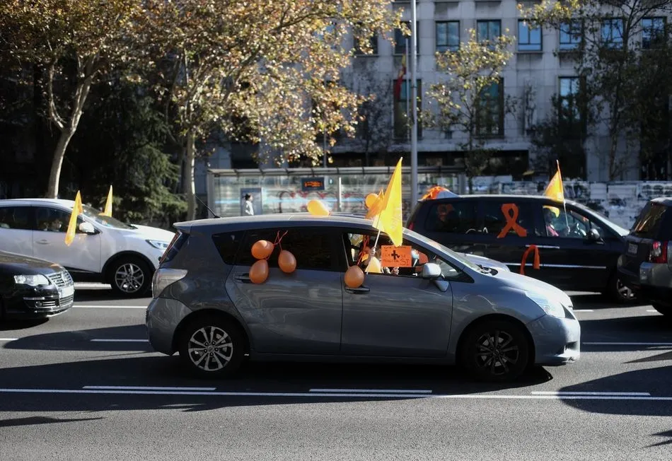 Foto 2 - Miles de personas en Espa&ntilde;a se manifiestan en coche contra la Ley Cela&aacute;