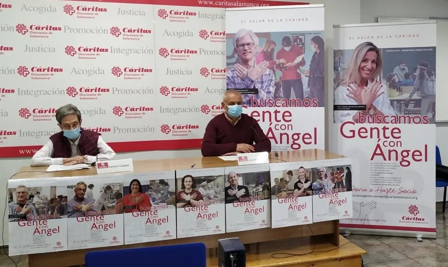 Presentación de esta campaña con Carmen Calzada, directora de Cáritas Diocesana de Salamanca, y José Mª Rodríguez, secretario general