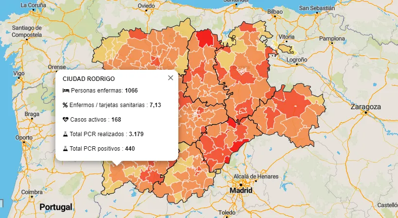 El municipio de Ciudad Rodrigo totaliza 57 positivos en los últimos 7 días  