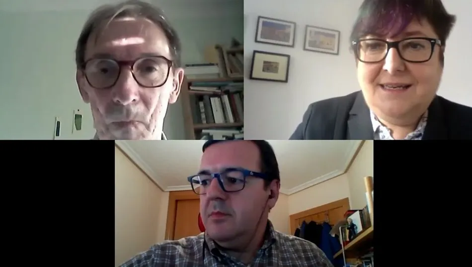 Ignacio Soriano autor de la biografía; Josefa Montero, presidenta del CEB e Ignacio Coll, periodista