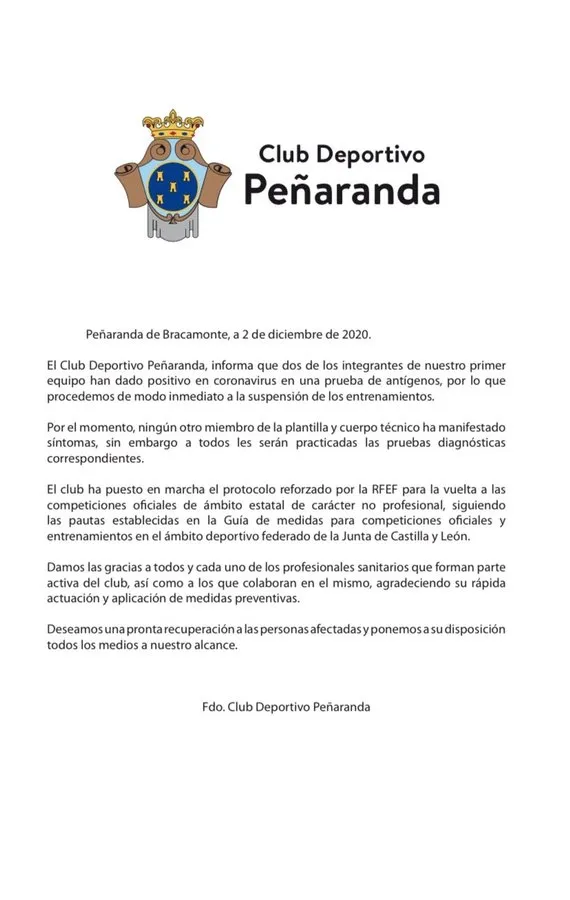 Foto 2 - Aplazados los dos pr&oacute;ximos partidos del Pe&ntilde;aranda por COVID-19