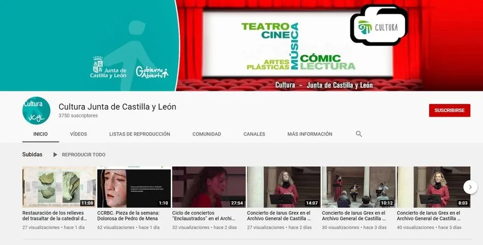 La Junta promueve seis nuevos canales de YouTube para difundir su programación cultural