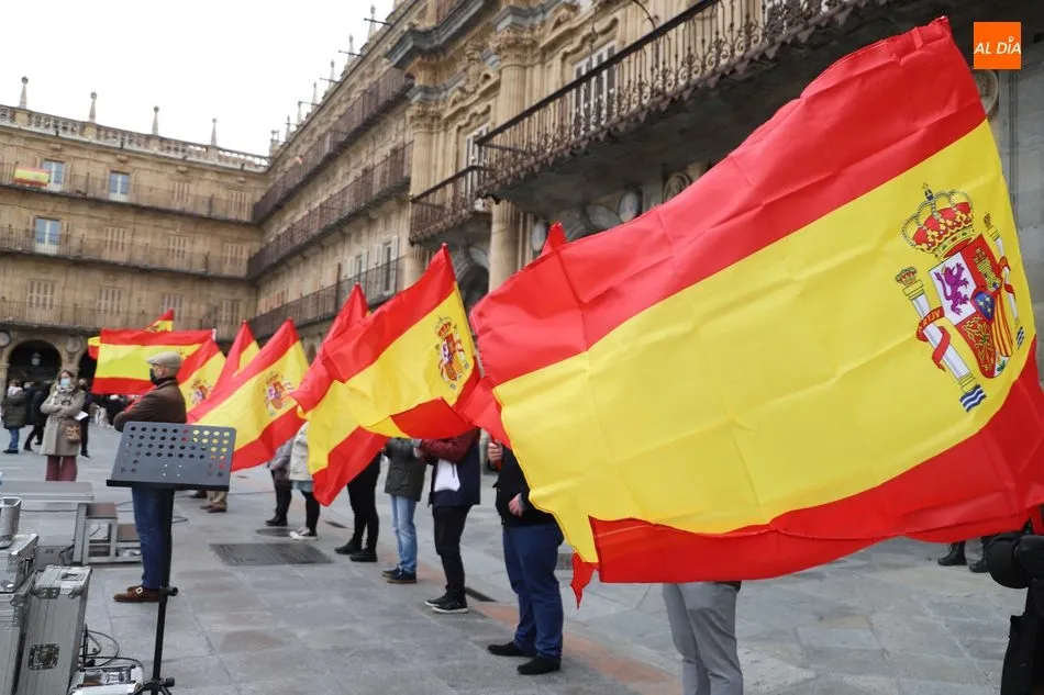Foto 5 - Vox protesta por los ataques a la Constituci&oacute;n Espa&ntilde;ola en la Plaza Mayor de Salamanca&nbsp;