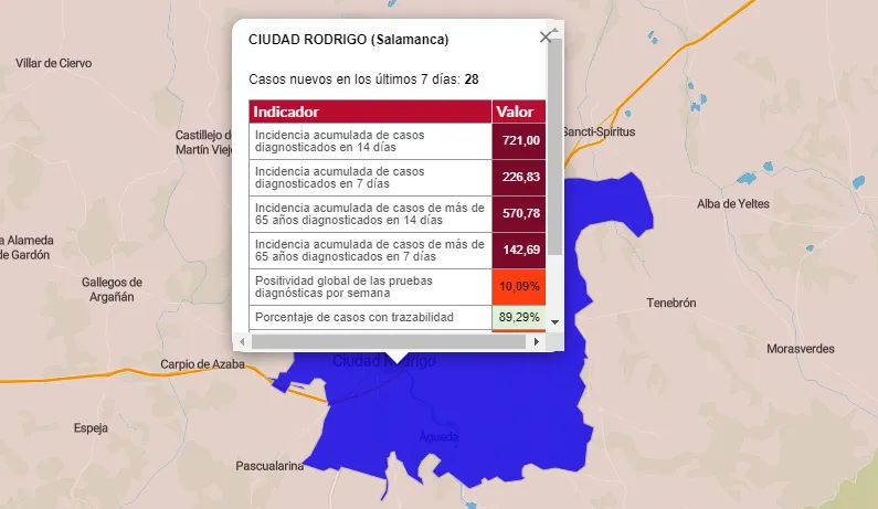 Ciudad Rodrigo es el único de los 54 municipios de la comarca que permanece en riesgo ‘Muy...