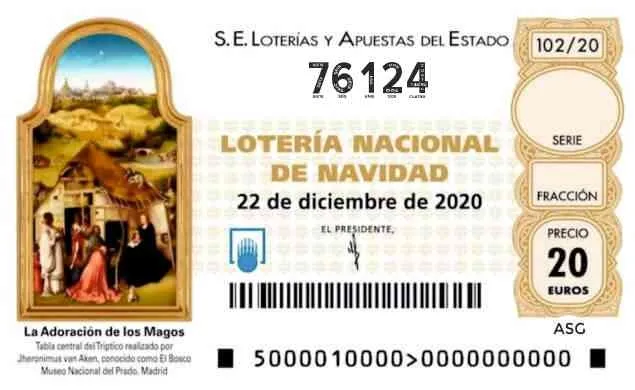 El 76124, uno de los décimos que se puede todavía adquirir tanto físicamente como por Internet