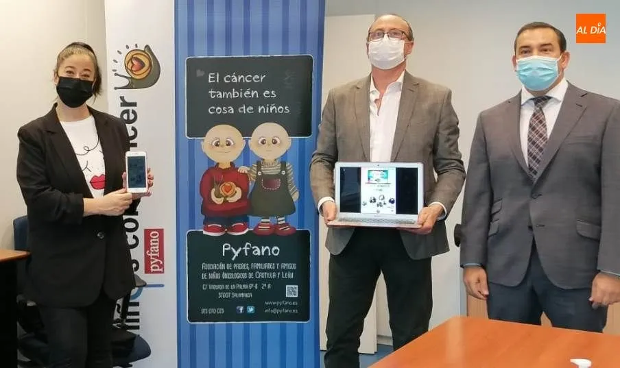 Arantxa García, de la Fundación General de la USAL, Miguel Ángel Vicente Criado, presidente de Pyfano, y Eloy Ruiz, delegado de la Junta, en la presentación de esta gala. Foto de Lydia González