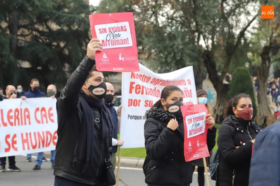 Una de las protestas realizadas por hosteleros en Salamanca. Foto de archivo