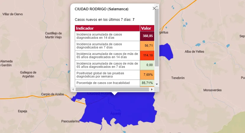 La incidencia de los últimos 7 días en el municipio de Ciudad Rodrigo sale del riesgo ‘Muy...