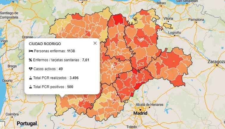 La Zona de Ciudad Rodrigo llega a los 500 positivos por PCR desde que se declaró la pandemia  