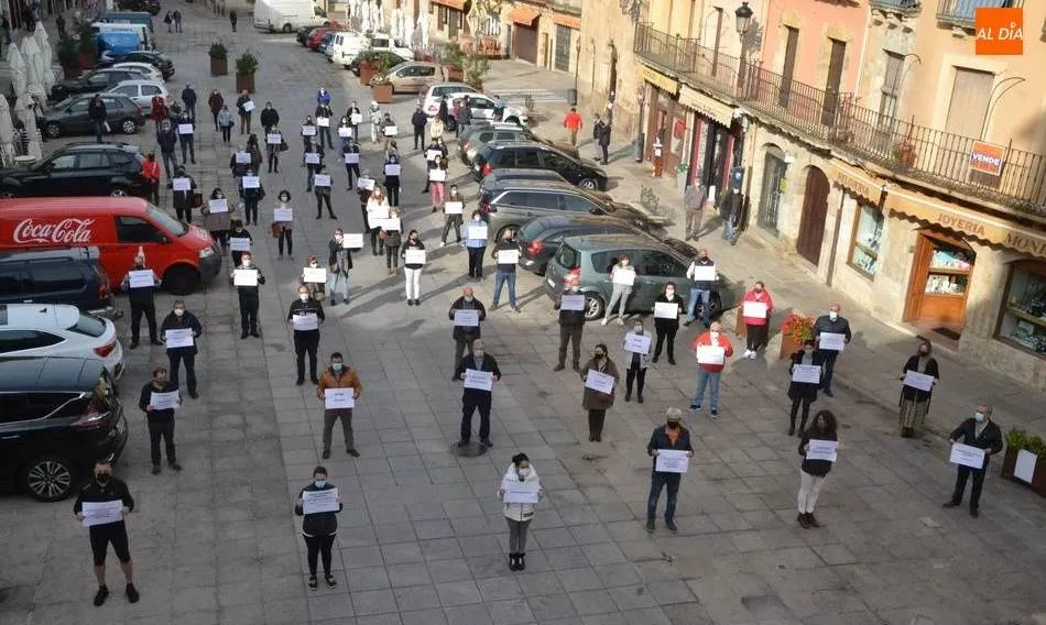 Manifestación en noviembre de los hosteleros mirobrigenses reclamando soluciones