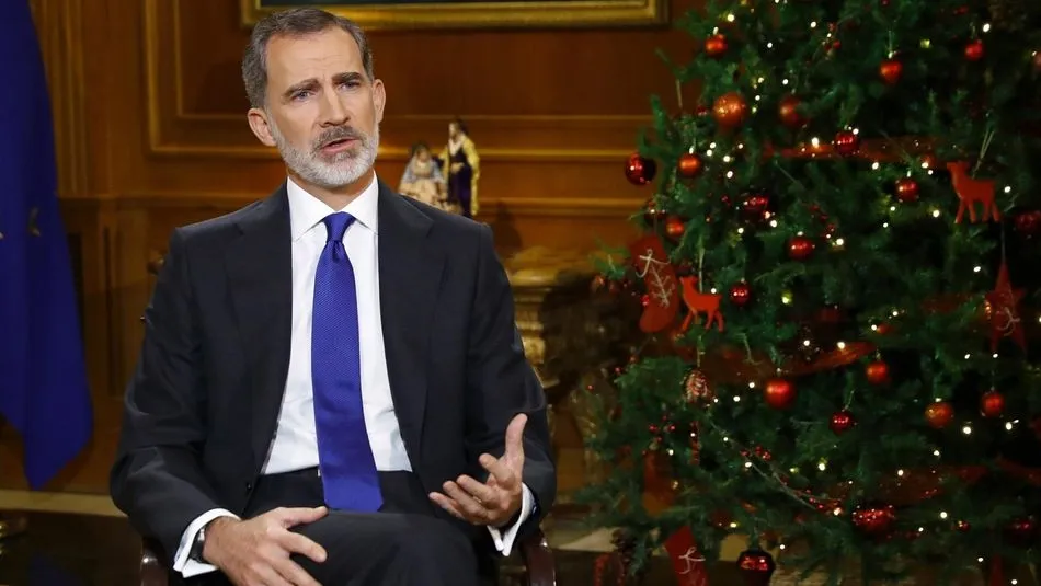 El Rey Felipe VI da su discurso de Nochebuena, en Madrid (España) a 24 de diciembre de 2020. - POOL