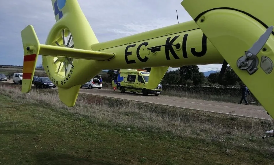 El Helicóptero Medicalizado, en el lugar del suceso
