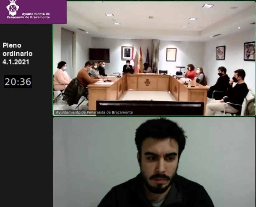 Imagen telemática del Pleno Ordinario celebrado este lunes en el Ayuntamiento de Peñaranda