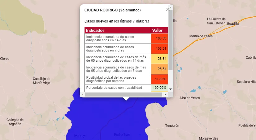 La Zona de Ciudad Rodrigo suma 6 positivos por PCR, la cifra más alta desde hace casi un mes  