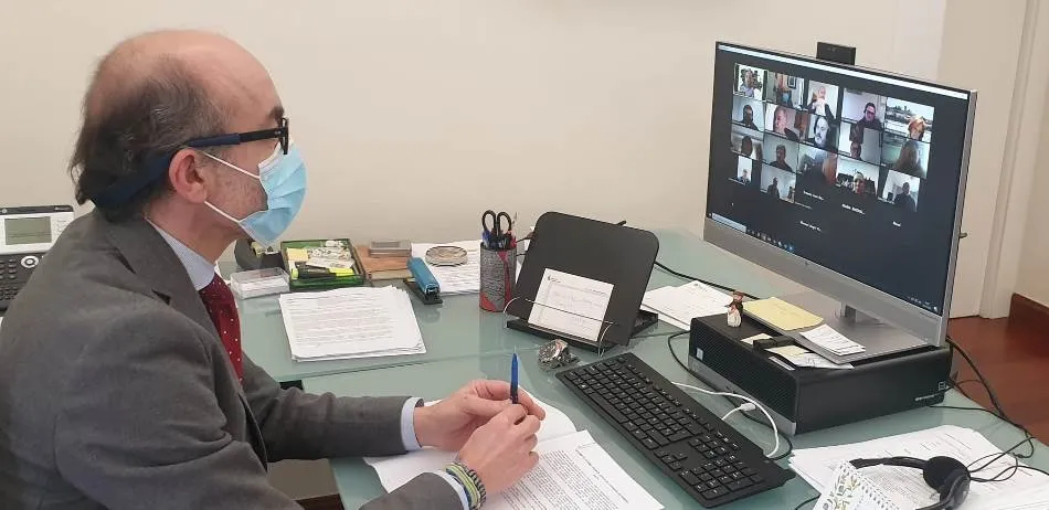 El consejero de Cultura y Turismo, Javier Ortega, en la reunión telemática con las diferentes Juntas de Cofradías de Castilla y León
