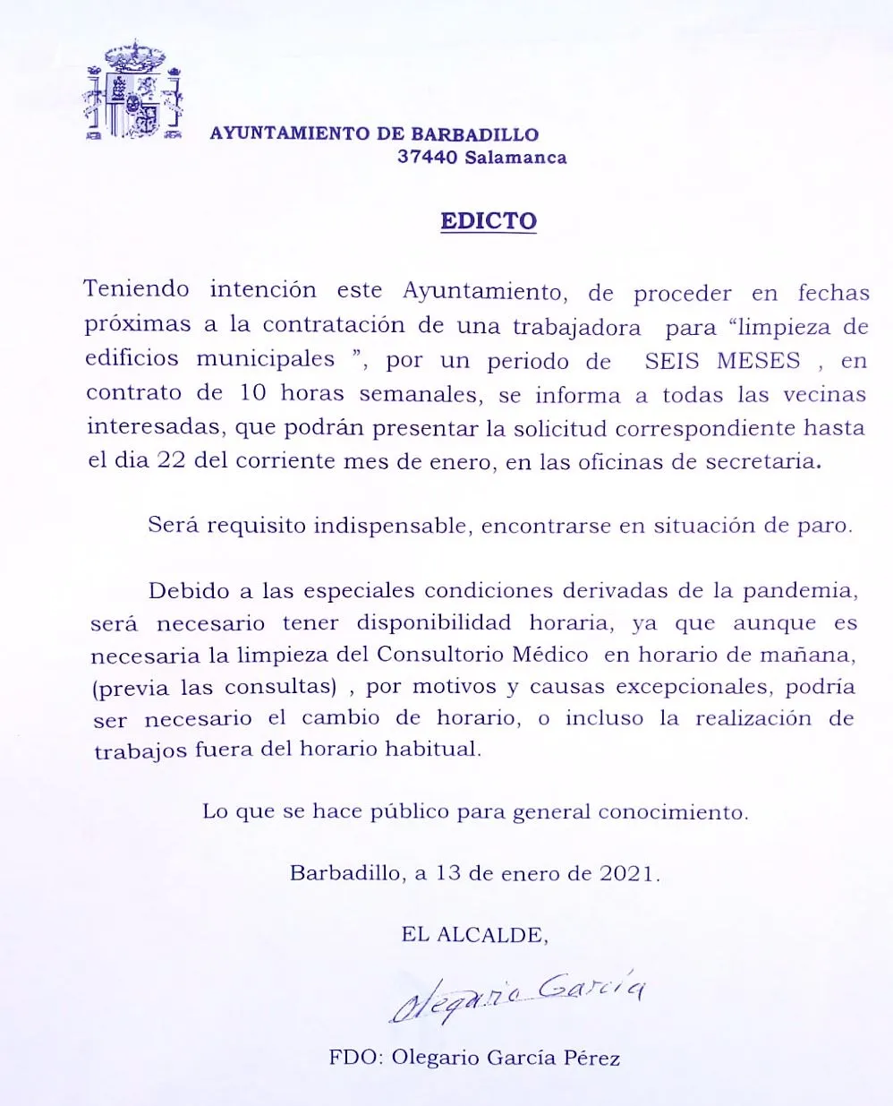 Foto 2 - Acusan de machismo al alcalde de Barbadillo por ofrecer &ldquo;solo a mujeres&rdquo; un puesto para tareas...