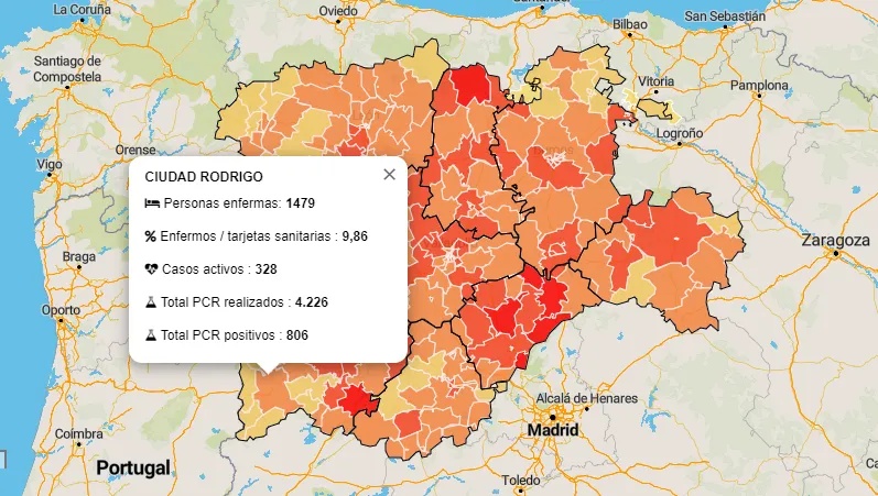 La Zona de Ciudad Rodrigo ha registrado en la última semana 1/4 de los positivos de toda la...
