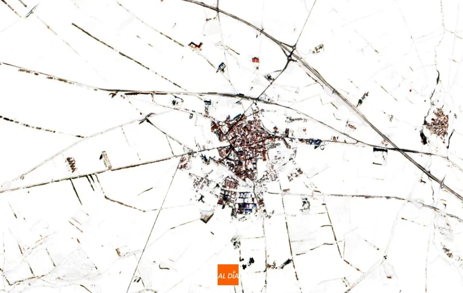 La gran nevada caída en Peñaranda, recogida en una imagen vía satélite