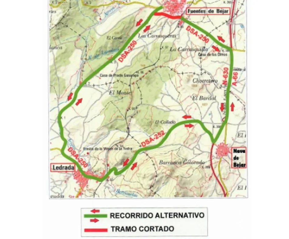Foto 2 - Corte de la carretera DSA-250 Variante de Fuentes de B&eacute;jar desde el pr&oacute;ximo lunes y hasta el 25...