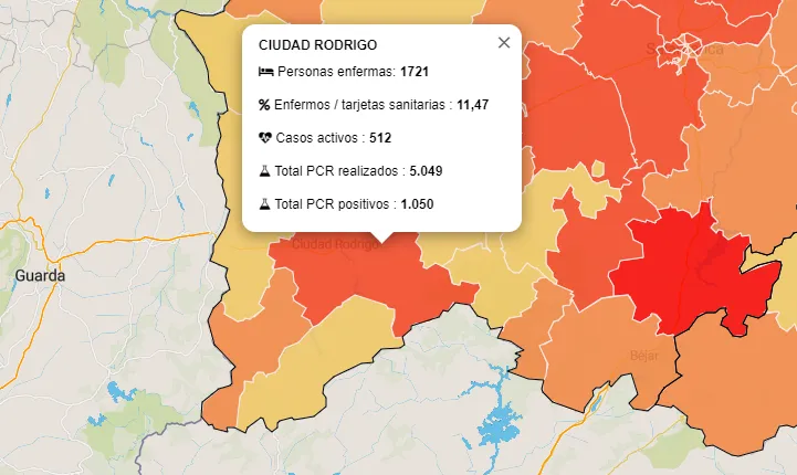 La Zona de Ciudad Rodrigo supera el listón de 1.000 positivos desde que se declaró la pandemia  