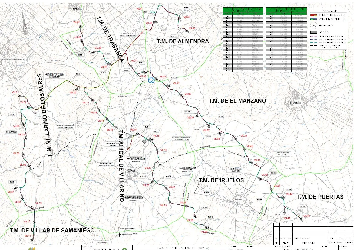 Mapa con la ubicación de los 50 aerogeneradores