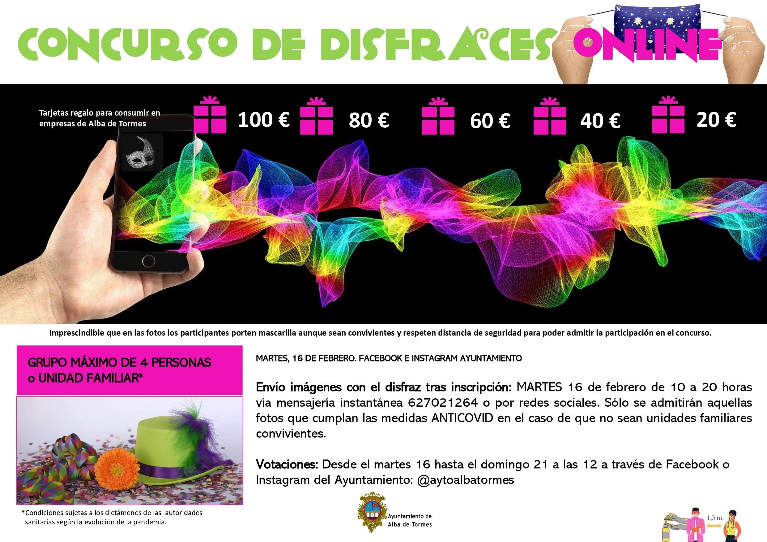 Cartel del concurso de disfraces programado por el Ayuntamiento de Alba de Tormes