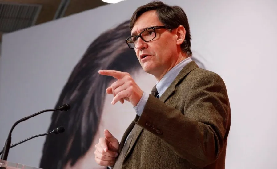 El candidato del PSC a las elecciones catalanas, Salvador Illa, en un mitin telemático durante la campaña electoral del 14F. Foto PSC