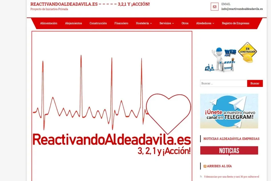Reactivando Aldeadávila es un portal web guía de empresas comerciales y servicios