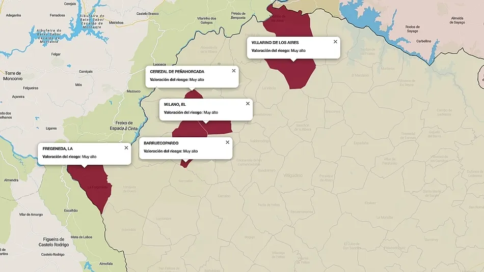 Mapa de índice de riesgo por municipios sobre casos diagnosticados en los últimos siete días / FUENTE: JCYL