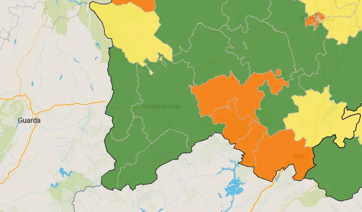 La Zona de Ciudad Rodrigo vuelve al verde, mientras las de Tamames y La Alberca entran en naranja  