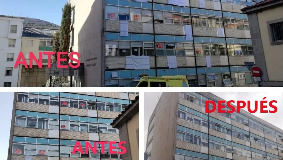 Antes y después del Hospital de Béjar tras el paso de las autoridades sanitarias